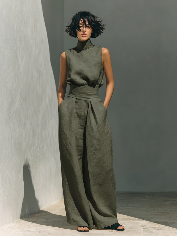 Georgiana | Sleeveless Blouse & Wide-Leg Pants Set