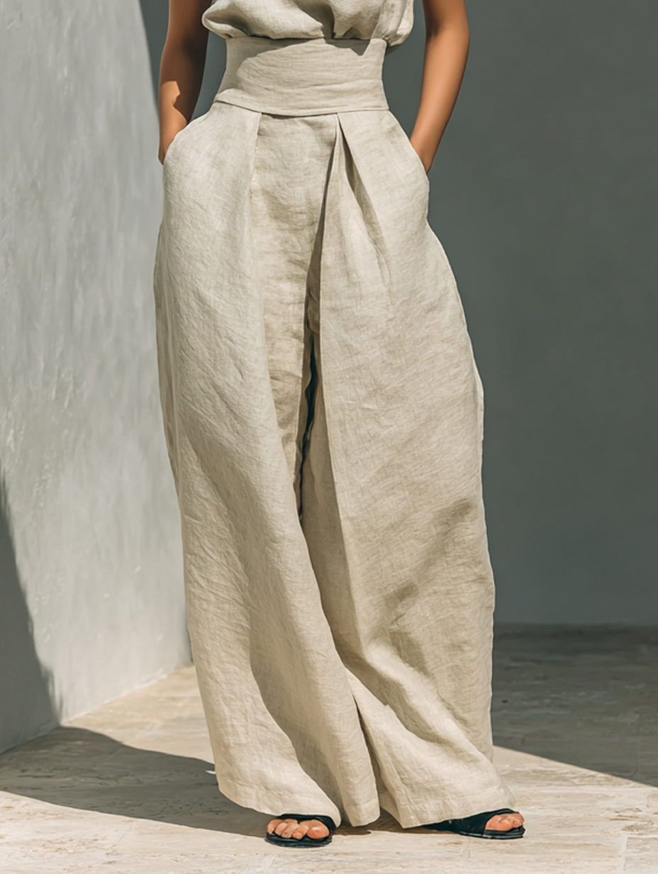 Georgiana | Sleeveless Blouse & Wide-Leg Pants Set
