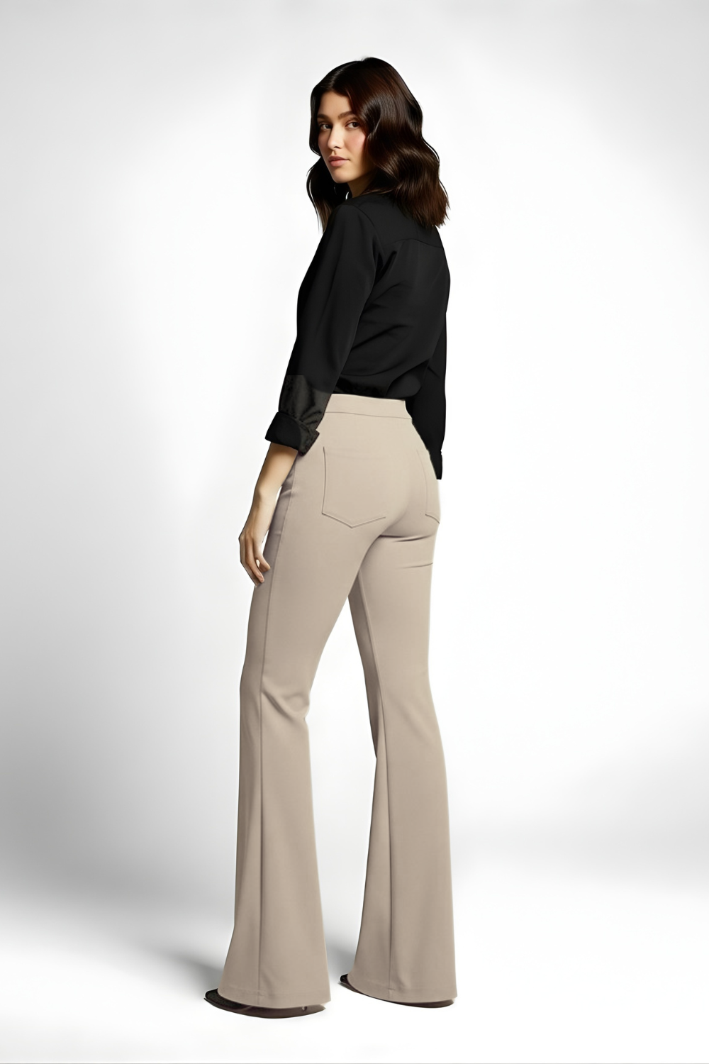 Swiss Sculpt Stretchable BootCut Flare Pants - Khaki