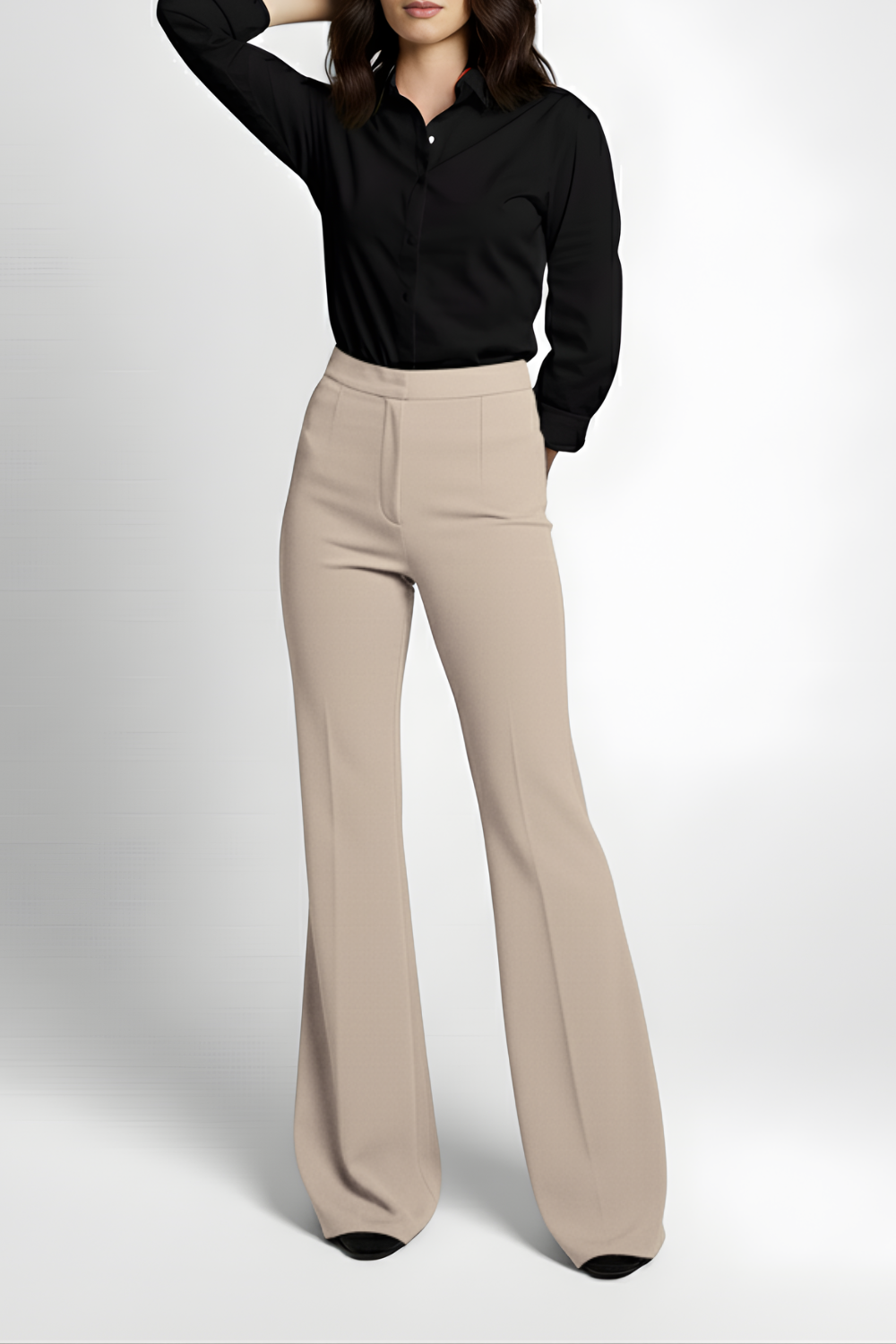 Swiss Sculpt Stretchable BootCut Flare Pants - Khaki