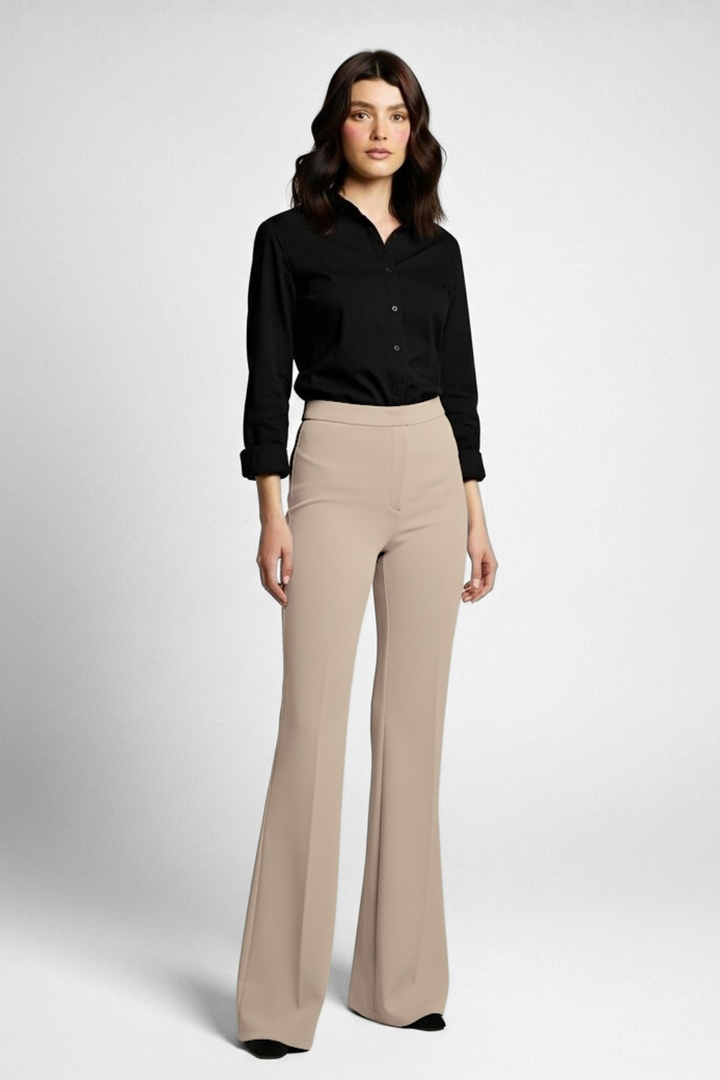 Swiss Sculpt Stretchable BootCut Flare Pants - Khaki