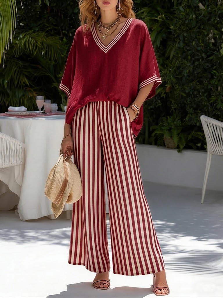 Alira Striped Linen Duo Set