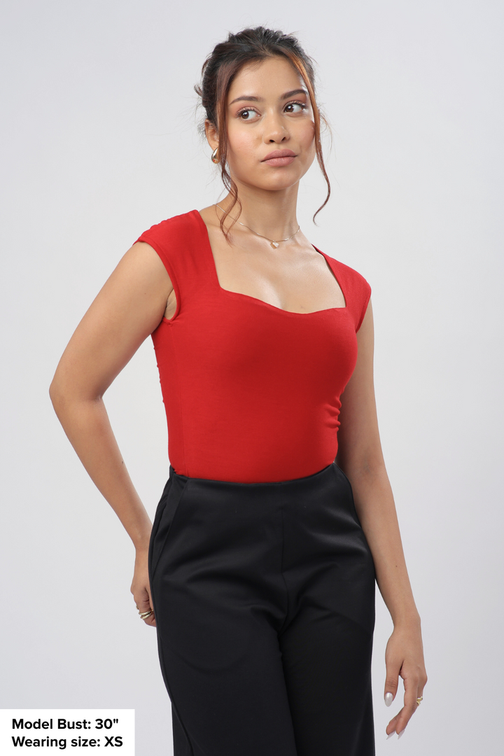 Sia Sweetheart Neckline Top - Ruby Red