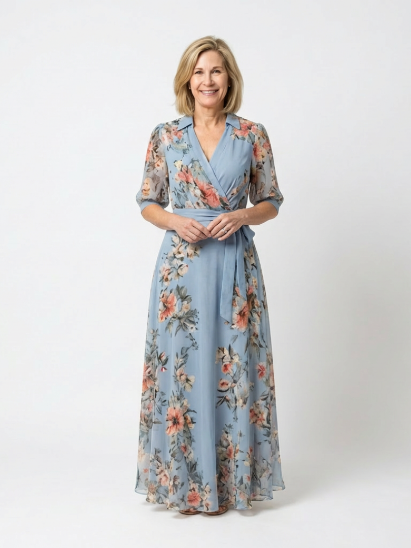Elowen | Robe Maxi à Enveloppe à Col en V Floral
