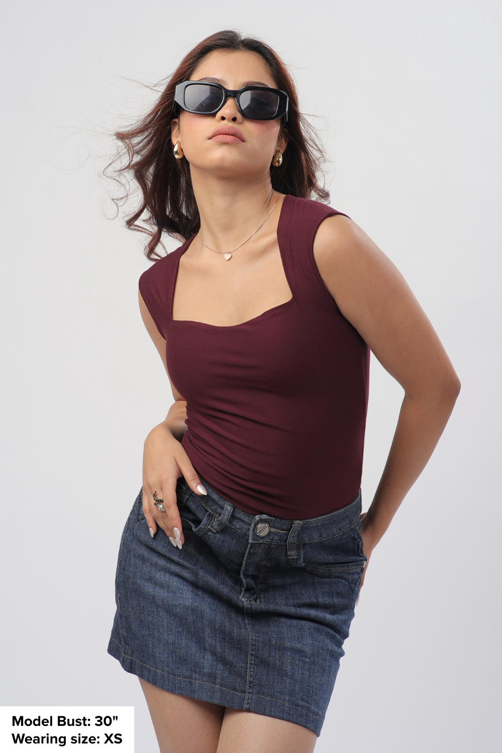 Sia Sweetheart Neckline Top - Deep Wine