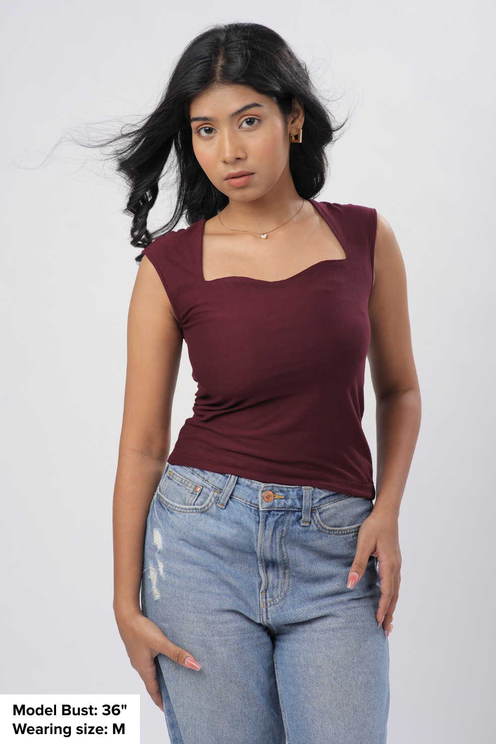 Sia Sweetheart Neckline Top - Deep Wine